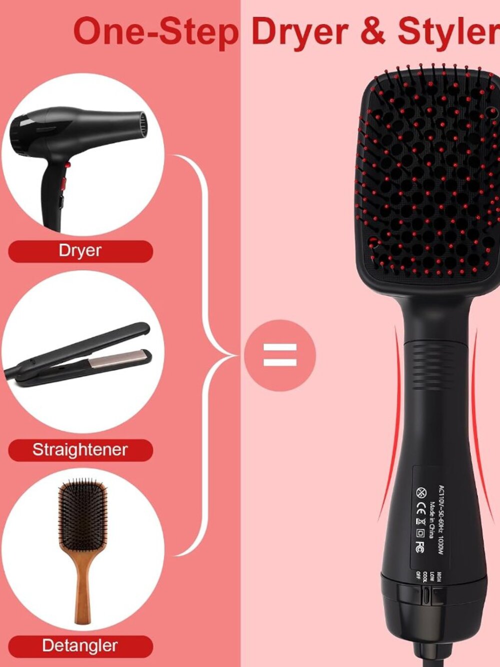 Blow Dryer Brush Straightener, Detangling Straightening Smoothing in One Step
